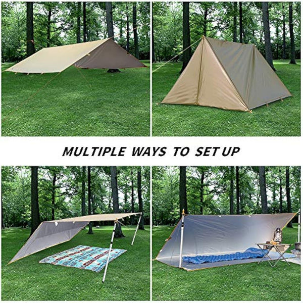 ADIKING Camping Tarp 126 x 118in Waterproof Portable Hammock Tent Tarps Lightweight Anti-UV Rain Shelter For Camping Hiking Outdoor Activities (Black)