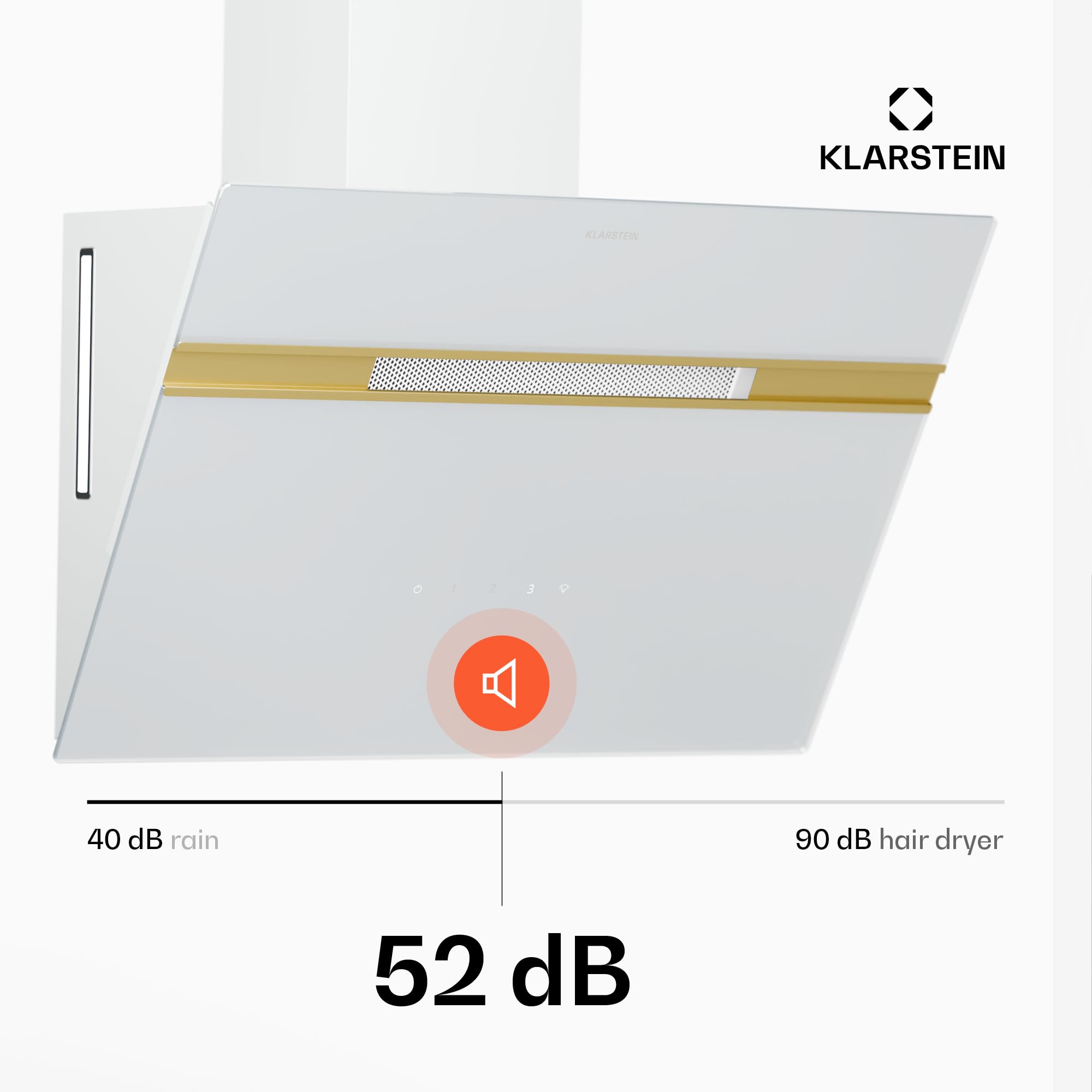 Klarstein Alina 90 Angled Cooker Hood - 600m³/h Air Flow, Touch Panel, LED Backlighting, Quiet 63dB, Energy Class A, 90cm Extractor Hood, Black