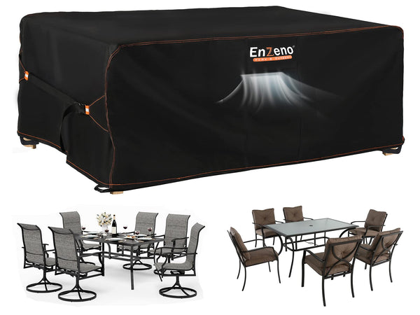Enzeno Outdoor Garden Furniture Set Covers Waterproof,242x182x100cm Tear Resistant Oxford Fabric Furniture Covers for Outside,Large Patio Set Cover, Garden Table Cover,Windproof, Anti-UV,Rectangular