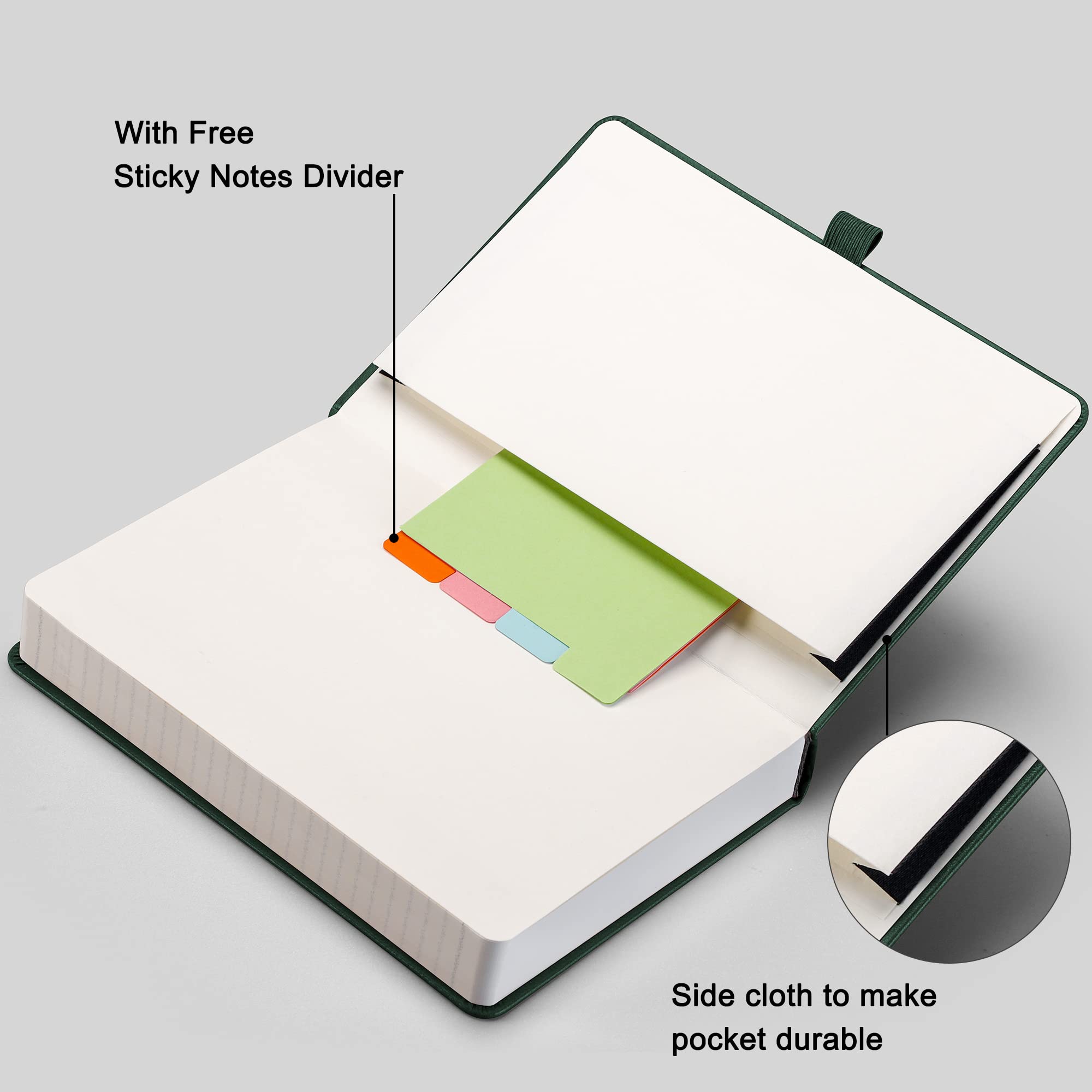 RETTACY Lined Journal Notebook - A5 Note Book Hardcover Thick Notepad 320 Numbered Pages for Writing,100gsm Lined Paper, Leather Hardcover, for Women Men Work Office School,14.5 x 21cm - Black