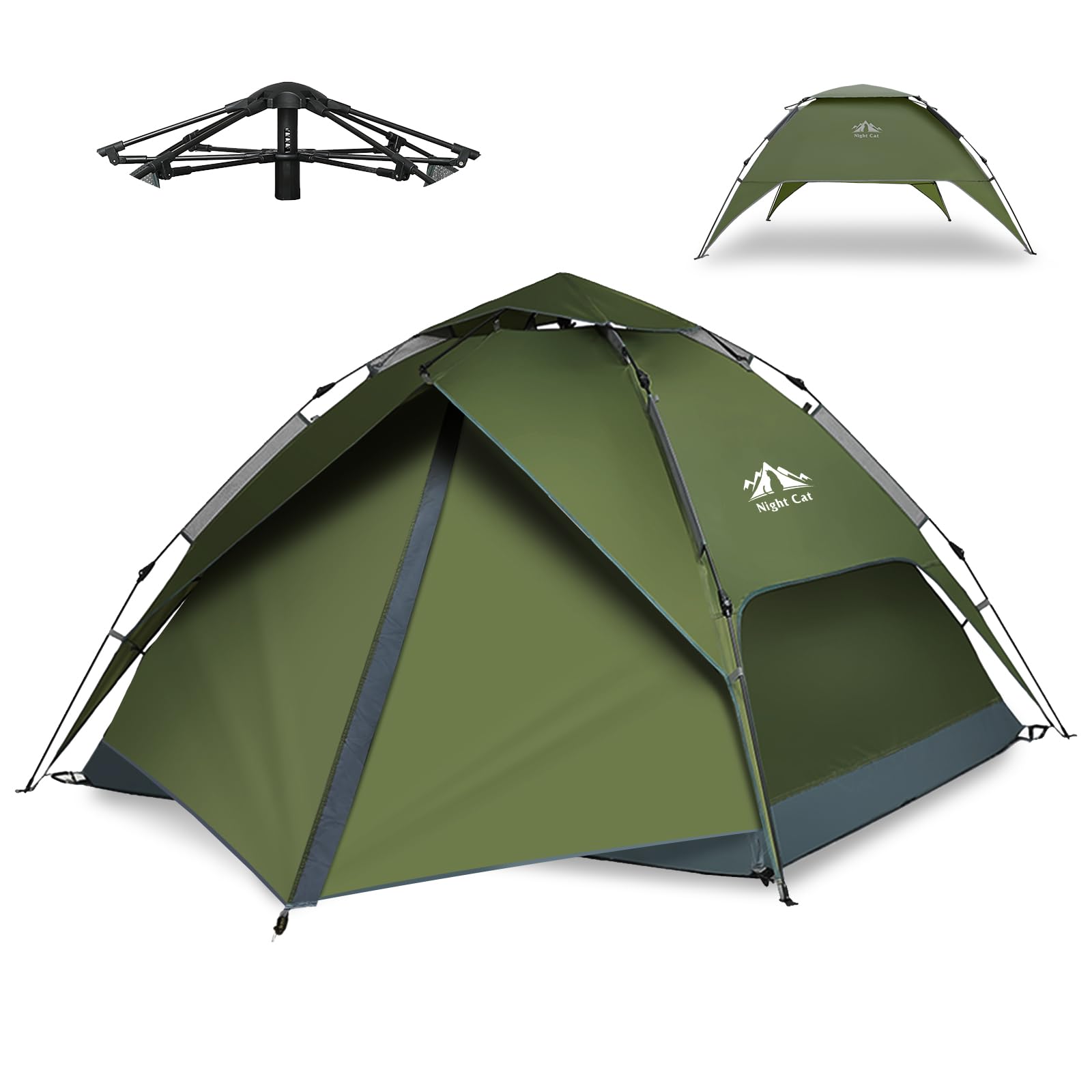 Night Cat Pop Up Tent for 3 4 Man: Waterproof Camping Tent Easy Set Up for Family Festival Camping Picnic in Garden Backyard Park