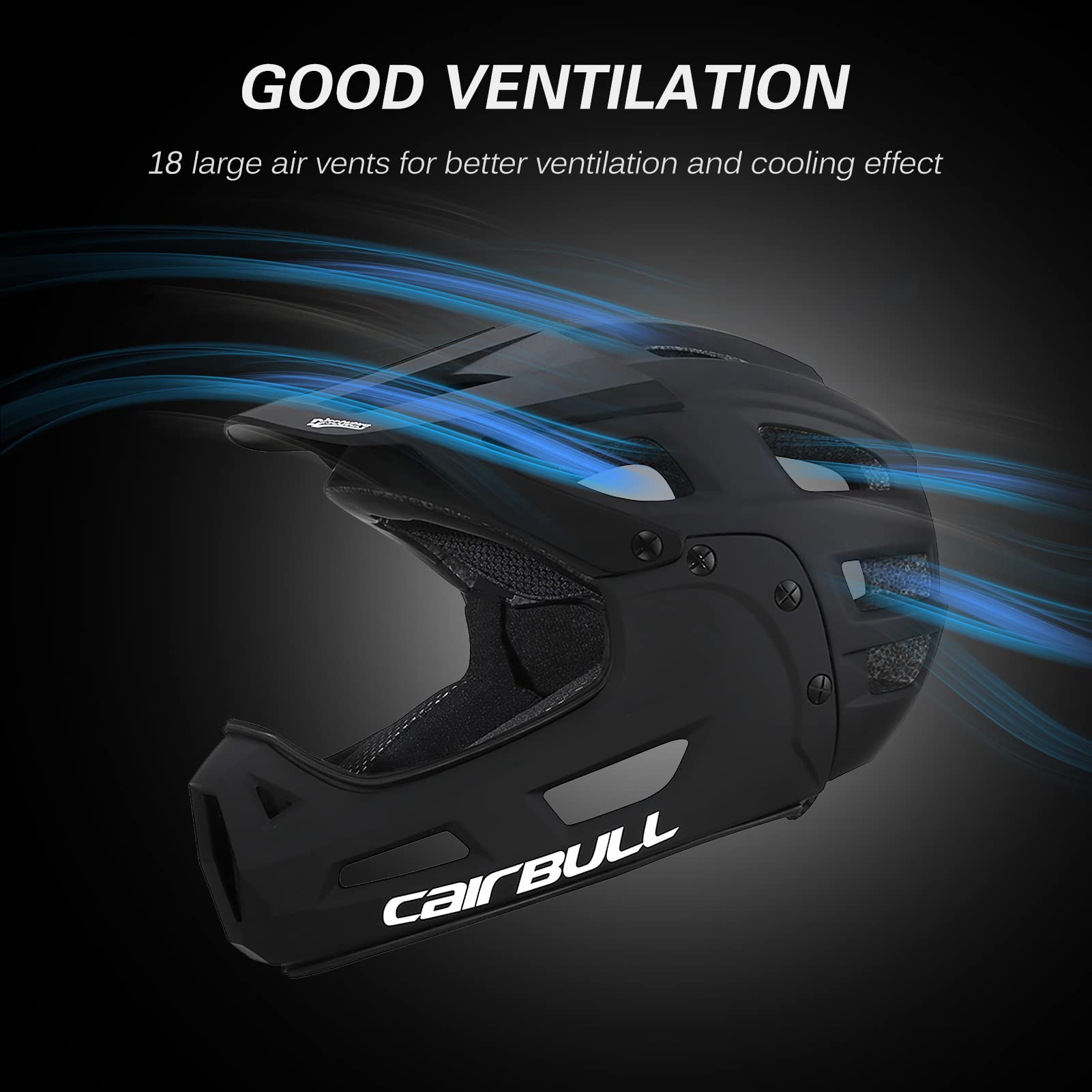 Lixada Full Face Bike Helmet,Adult Cycling Helmet with Detachable Chin Guard and Visor 54-61cm