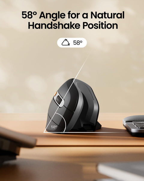 ProtoArc EM11 NL Ergonomic Mouse, Wireless Vertical Mini Mouse Rechargeable Optical Mice with Multi-Device (2*Bluetooth + USB Connection), 3 Adjustable DPI for Computer, iPad, Mac, Windows Black