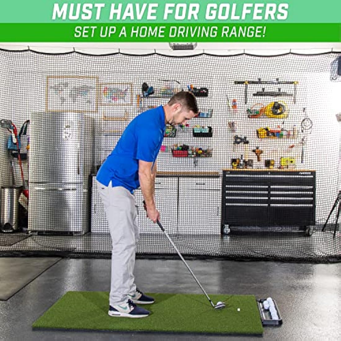 GoSports Sports Netting - Hitting Net for Golf, Baseball, Hockey, Soccer, LAX and More - 10 ft, 15 ft, 20 ft