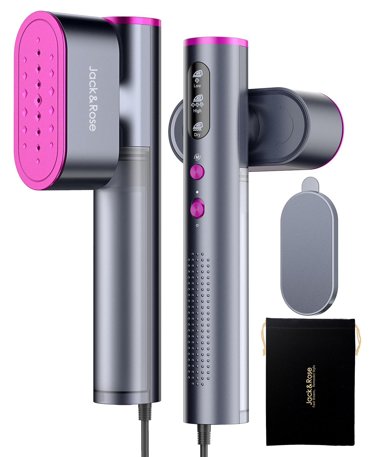 JackRose Clothes Steamer,Dual Voltage Handheld Steamer Clothing,15s Fast Heat,1000W Travel Steamer for Clothes,Lightweight Travel Iron for Global