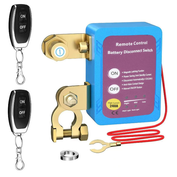 Wireless Remote Control Car Isolator Switch, 12V 240A Battery Disconnect, Energy-Saving Anti-Theft Isolator with 2 Remotes for Car, RV, ATV, Truck, Camper, Boat