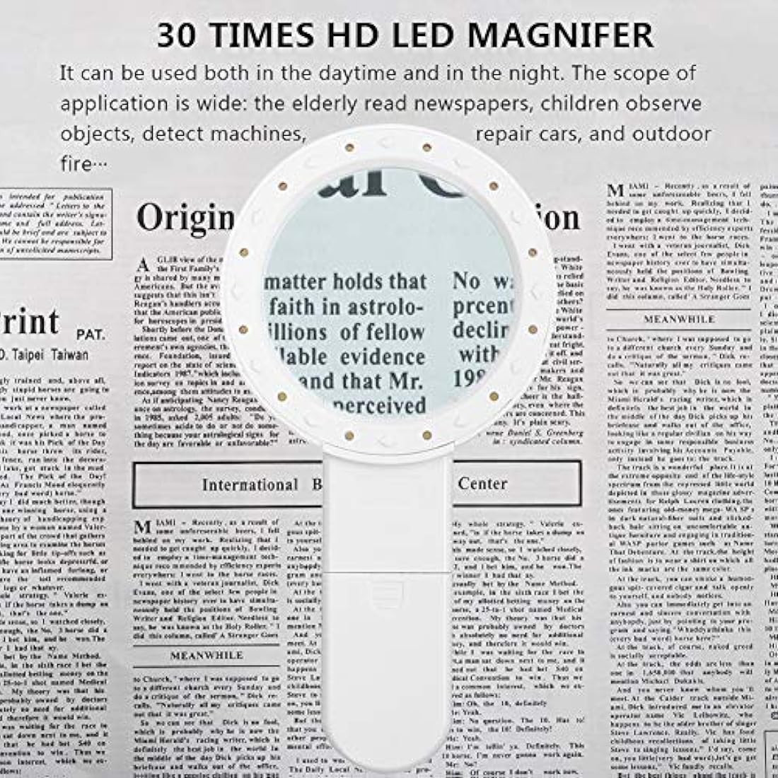 Magnifying Glass with Light, 30X Handheld Large Magnifying Glass 12 LED Illuminated Lighted Magnifier for Macular Degeneration, Seniors Reading, Soldering, Inspection, Coins, Jewelry, Exploring