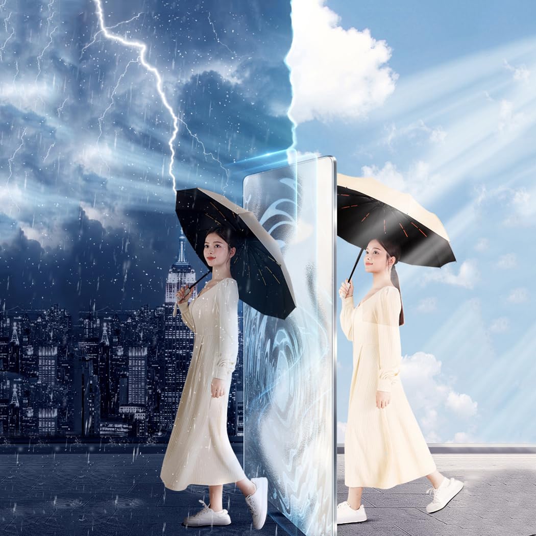 Maibar Umbrella Windproof Strong 24 Ribs Compact Umbrellas Sun UV Protection spf 50 Folding Travel Large Auto Open Close Umbrellas Umbrella (Black)