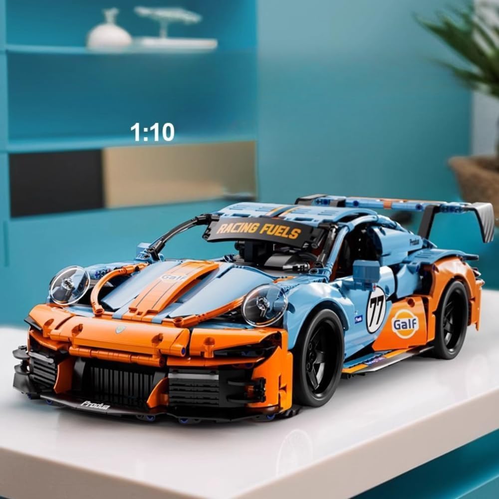 Technik Sports Car Building Kit for Porsche 911 Gulf Blue, 1680 Pcs Racing Car Model Construction Kits, MOC Creative Supercar Toys, Exclusive Collectible Race Car Model, Gifts for Boys Adult