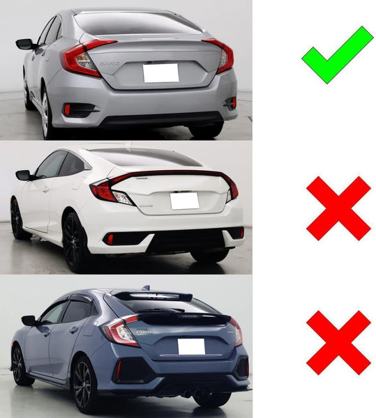 iJDMTOY JDM Fluid Style Red LED Rear Bumper Reflector, Rear Fog Light Kit Compatible With 2016-up Civic Sedan (Excluding Hatchback)