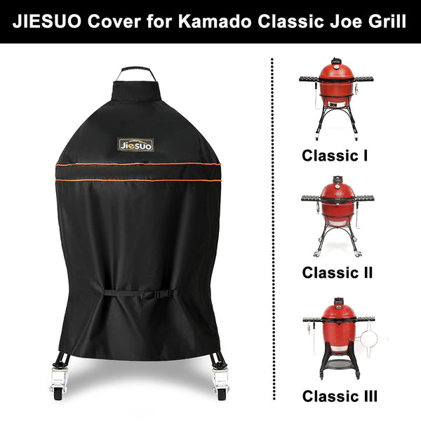 Jiesuo Kamado Grill Cover for Kamado Joe Classic Charcoal Grills, Grill Accessories for Kamado Joe, Heavy Duty Waterproof Grill Cover