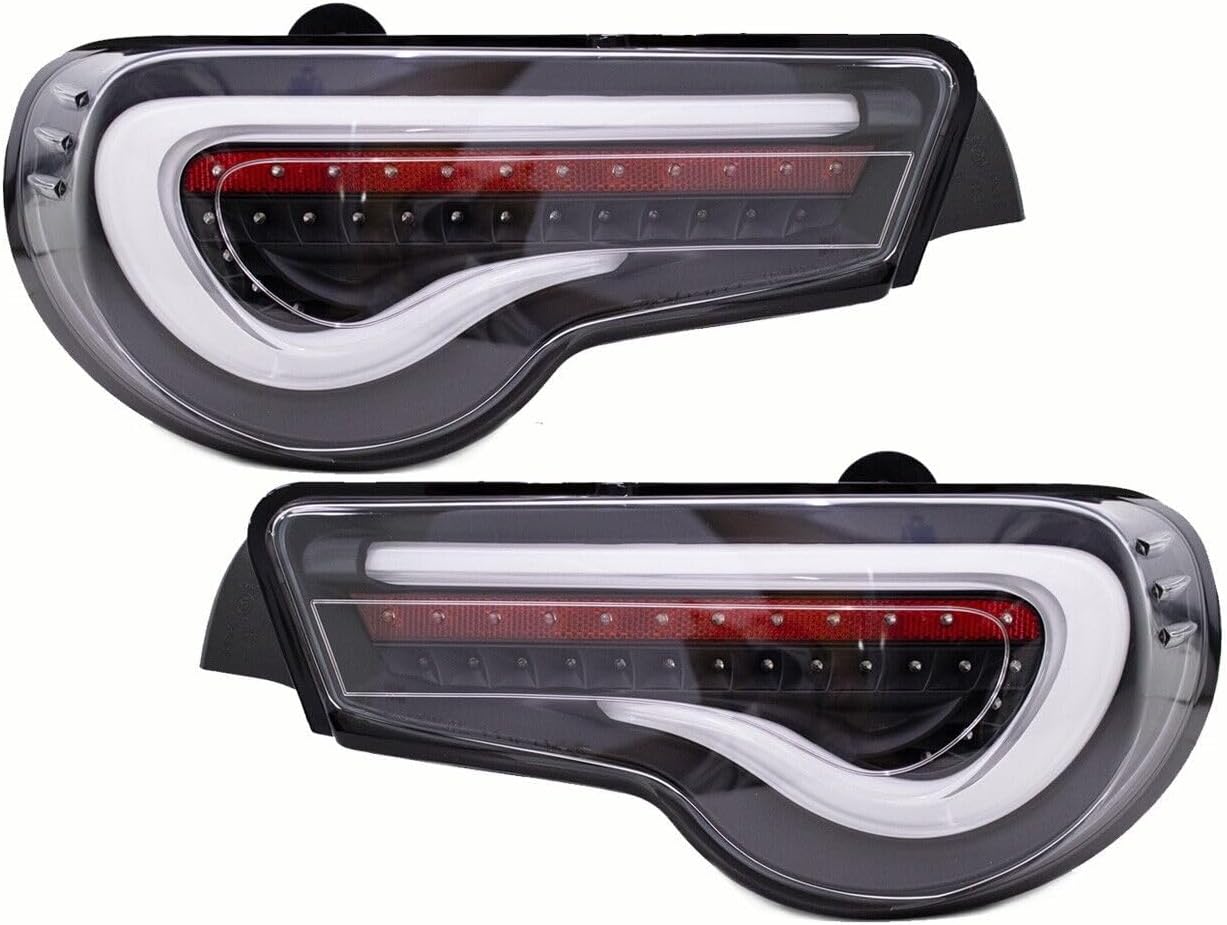GAZOZ PERFORMANCE Exterior Accessories lights - LED Tail Lights Sequential Signal Turn Signal Black Housing/White bar Compatible With 2012-2021 Toyota 86 Subaru BRZ Scion FRS ZN6/ZC6 Gen1