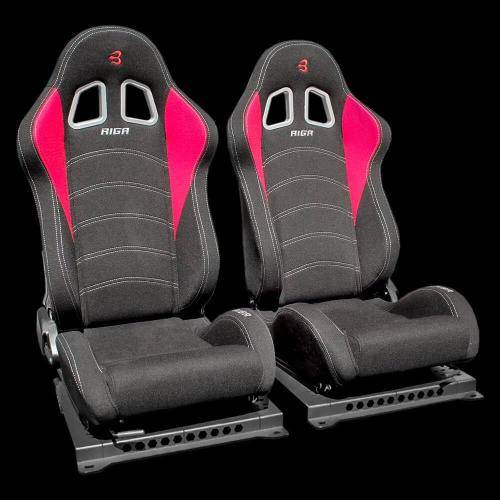 Set of Barbarian Reclining Bucket RIGA Racing Seats for 3-Series E46 (all models) BMW, Black Felt, Track, Race, Drift