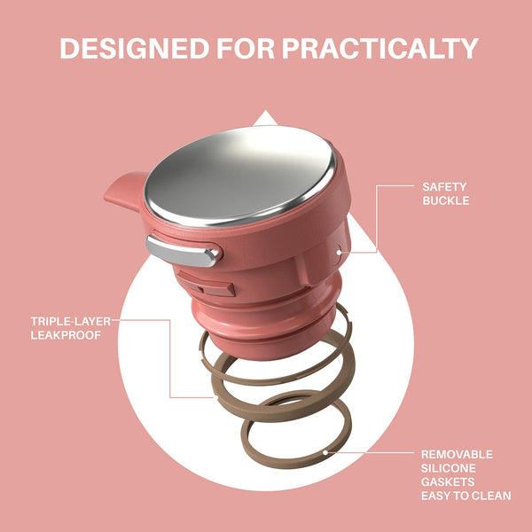 IDEUS Vacuum Insulated Coffee Carafe, 68 oz (2 Liters) Stainless Steel Milk Jug Thermal Tea Pot Hot & Cold Water Beverage Dispenser (Red)