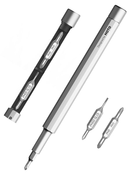 HOTO Precision Screwdriver SE, Pocket Size, Multi-Bit, Mini Hand Screwdriver with 2 Double End Bits & 1 Pen Bit, Ideal for Phone/Glasses/Watches/Laptop, Red