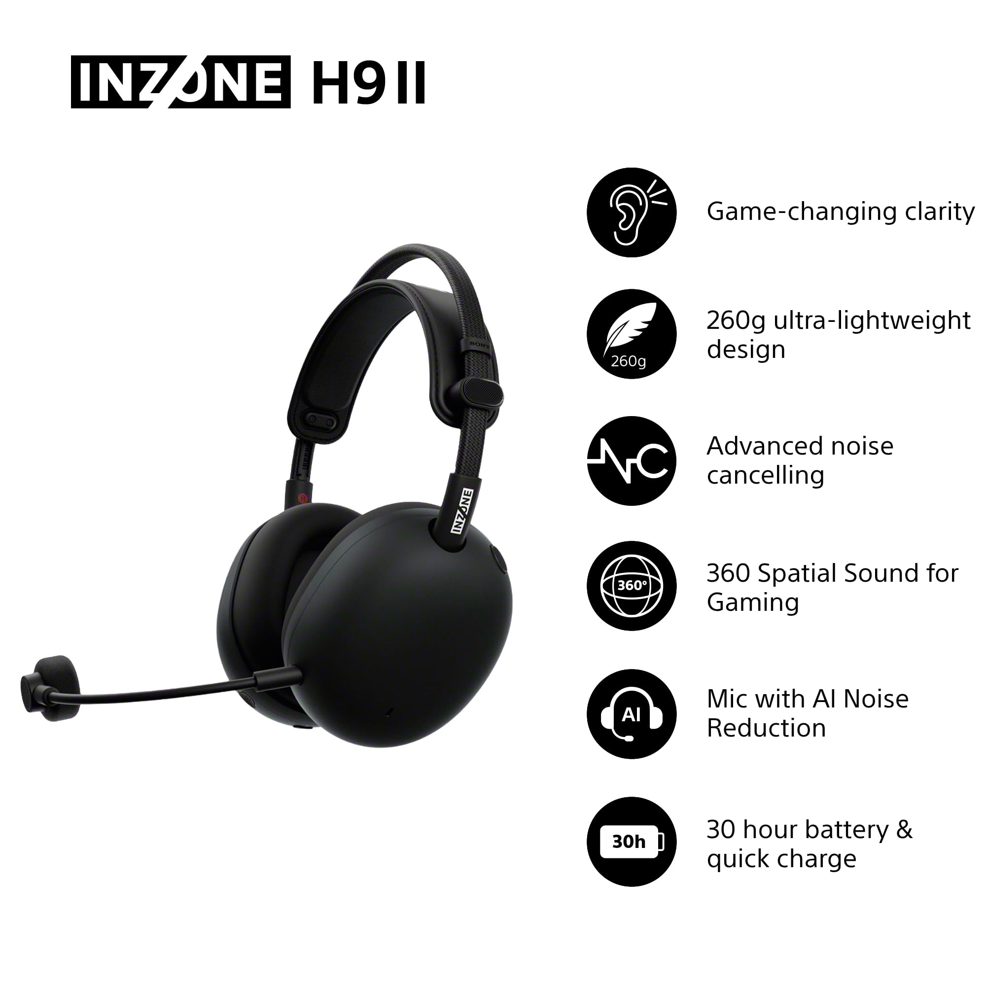 Sony INZONE H3 Wired Gaming Headset – PC/PS5, 360 Spatial Sound for Gaming, Lightweight 299g Design, Flip-to-Mute Boom Microphone, USB Audio Box for Custom EQ – Black