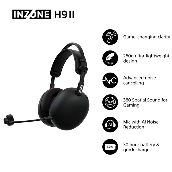 Sony INZONE H3 Wired Gaming Headset – PC/PS5, 360 Spatial Sound for Gaming, Lightweight 299g Design, Flip-to-Mute Boom Microphone, USB Audio Box for Custom EQ – Black