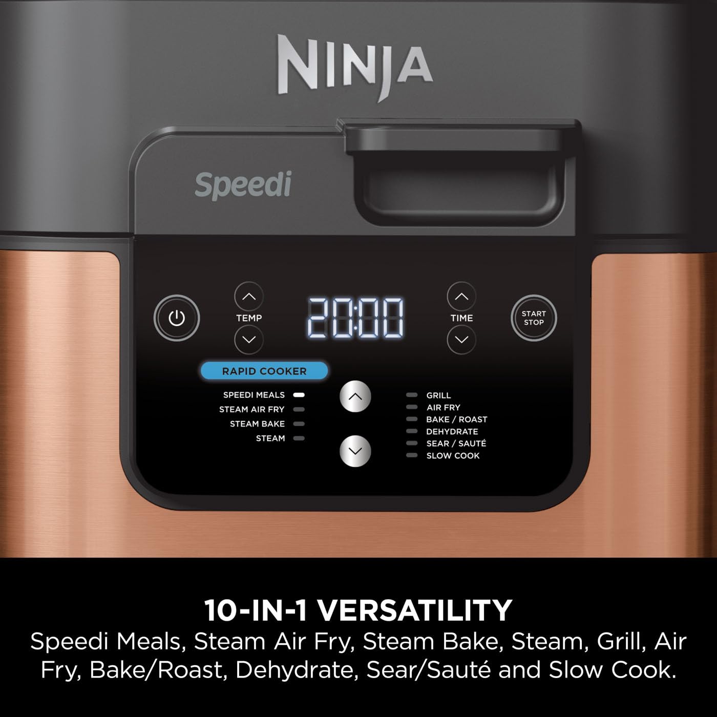 Ninja Speedi 10-in-1 Rapid Cooker, Air Fryer and Multi Cooker, 5.7L, Meals for 4 in 15 Minutes, Air Fry, Steam, Grill, Bake, Roast, Sear, Slow Cook & More, Cooks 4 Portions, Sea Salt Grey, ON400UK