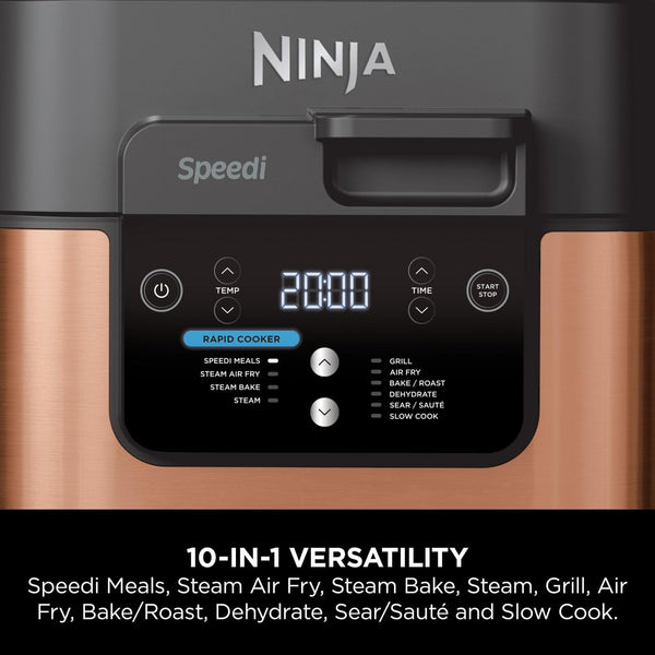 Ninja Speedi 10-in-1 Rapid Cooker, Air Fryer and Multi Cooker, 5.7L, Meals for 4 in 15 Minutes, Air Fry, Steam, Grill, Bake, Roast, Sear, Slow Cook & More, Cooks 4 Portions, Sea Salt Grey, ON400UK