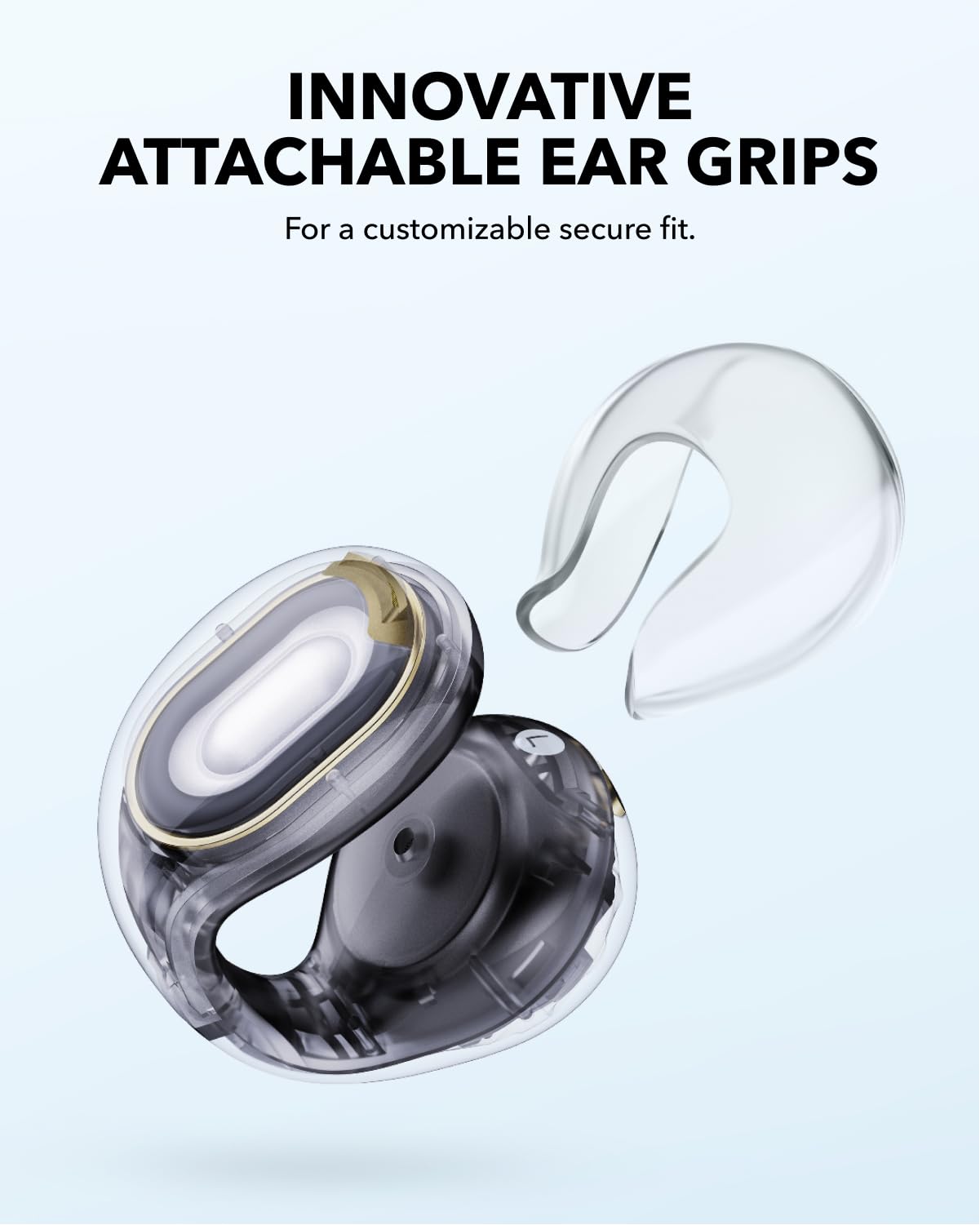soundcore C30i by Anker, Open-Ear Earbuds, Clip-On Earphones, Lightweight Comfort, Stable Fit, Firm-Shell Design, Attachable Ear Grips, Big Drivers for Clear Audio, 30H Play, IPX4 Water-Resistant