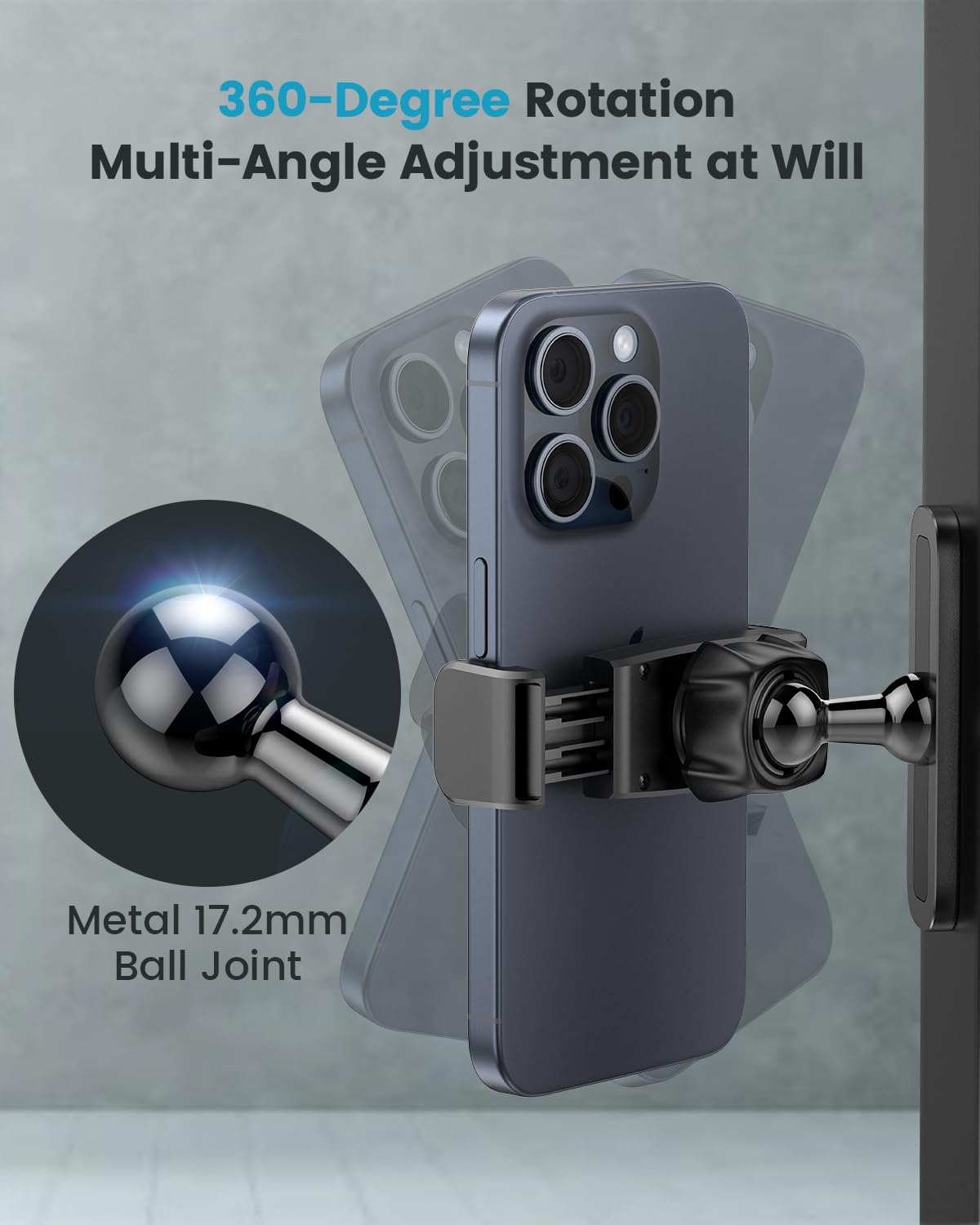 APPS2Car Magnetic Mount for GYM, 360 Adjustable Magnetic Phone golf Mount, Magnet Phone Holder Compatible with 4.7-6.5" Smartphones, Alloy Base and Joint, Black Cradle