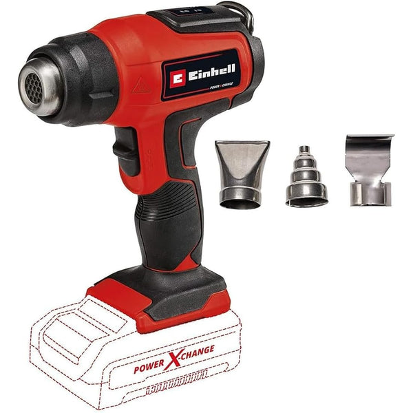 Einhell Power X-Change 18V Cordless Heat Gun - Battery Powered Hot Air Gun With Accessories For Paint Stripping, Vinyl, Crafts, Resin - TE-HA 18 Li Solo (Battery Not Included)