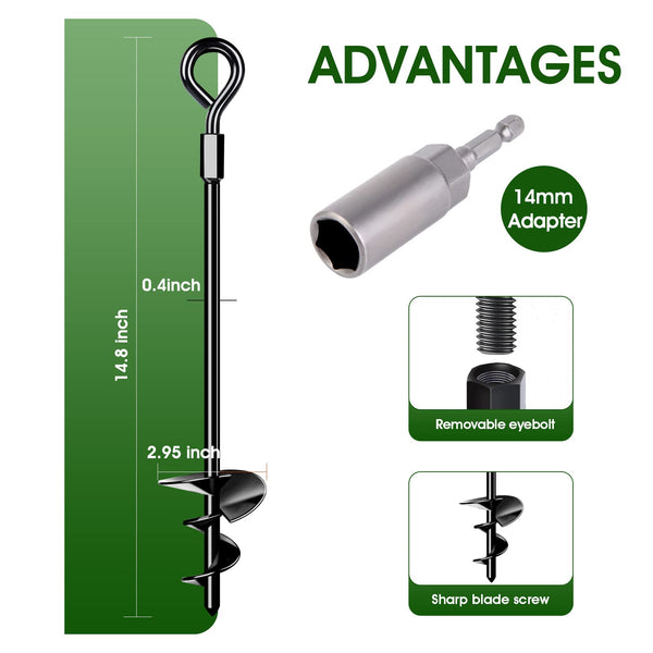 KAMFWERT Trampoline Ground Anchor Set of 8, Heavy Duty Trampoline Anchor Kit for Tents, Swings, Canopies, Metal Trampoline Anchor Kit Strong Wind