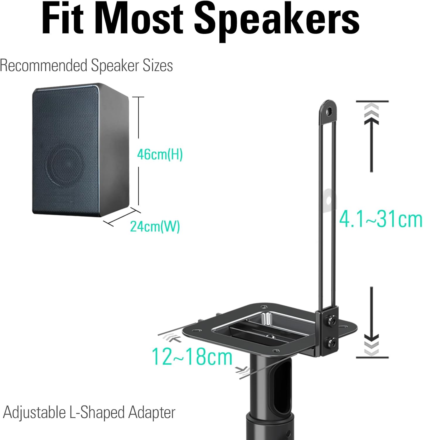 Mounting Dream Speaker Stands Height-Adjustable for Satellites up to 5 kg, Set of 2 Floor Stands