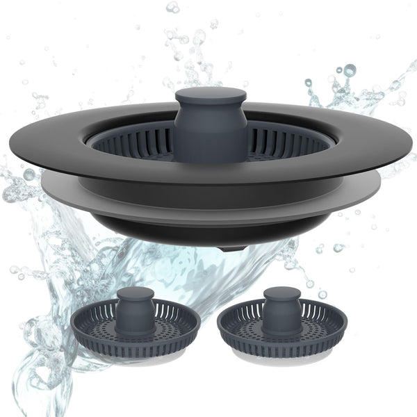 Hibbent Kitchen Sink Plug,Kitchen Sink Strainer and Stopper Combo,with 2 ABS Strainers,Anti-Clogging,Kitchen Sink Strainer Plug,and Prevent