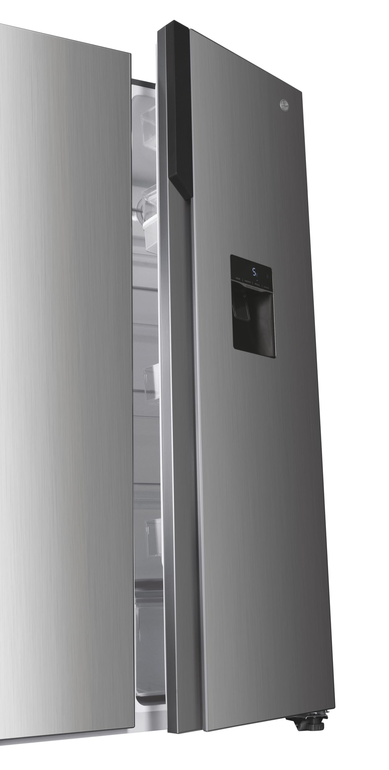 Hoover H-FRIDGE 500 MAXI Freestanding American Fridge Freezer with Water Dispenser, Side by Side, Total No Frost Technology, E Class, 532L Total Capacity, Inox, 91x67x177 cm - HHSBSO6174XWDK-1