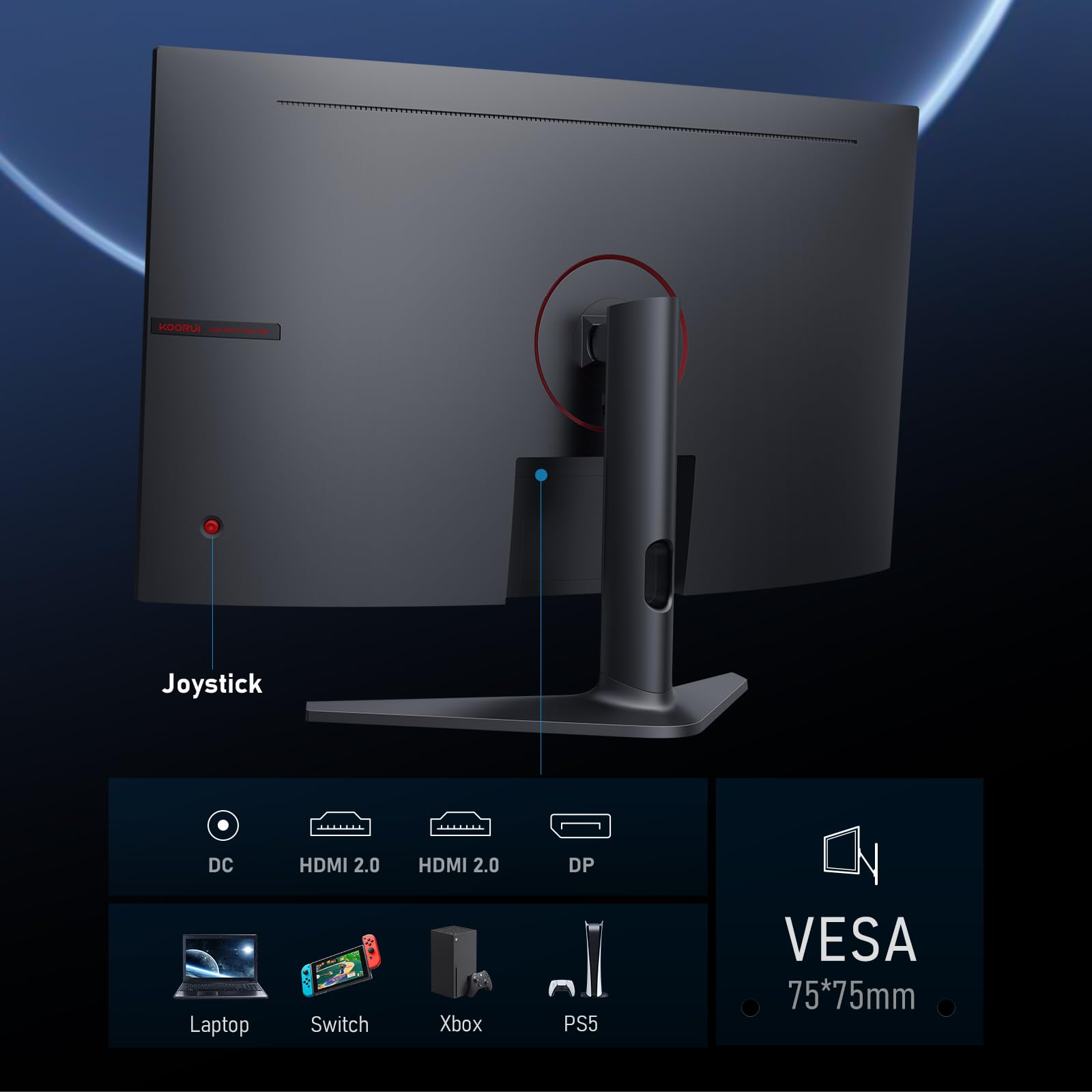 KOORUI 34 Inch Ultrawide Curved Gaming Monitor, 165Hz, WQHD 1440P, 1000R, MPRT 1MS, HDR 400, 2x HDMI 2.0, 1x DisplayPort 1.4, AdaptiveSync, Tilt/Height Adjustable, Black