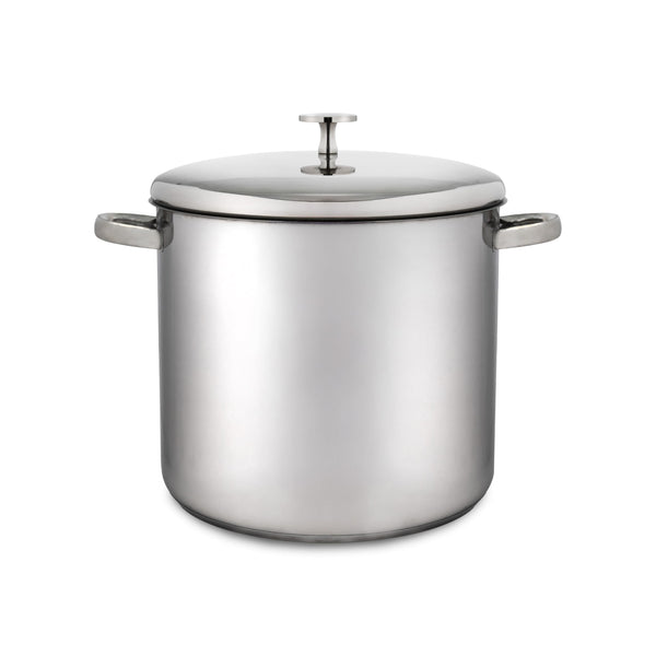 MasterClass Stock Pot With Lid 8.5L/24cm, Induction-Safe, Stainless Steel, Silver