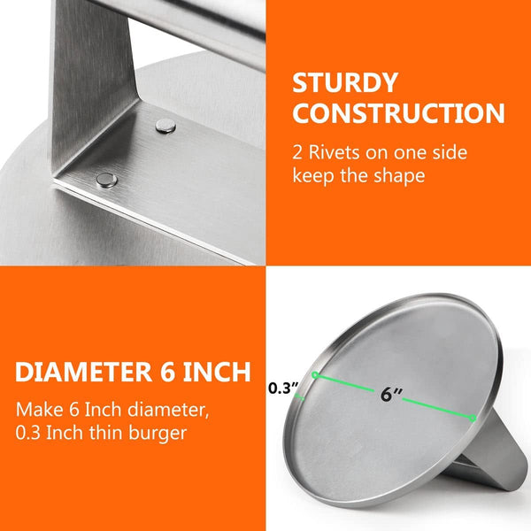 HULISEN Smashed Burger Kit, Burger Press with Edge, 12 Inch Basting Cover, Grill Spatula, Spice Dredge Shaker and 2 Squeeze Bottles - Griddle