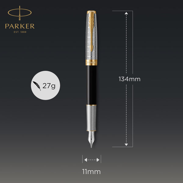 Parker Sonnet Ballpoint Pen | Stainless Steel with Gold Trim | Medium Point | Handwriting Pens & Stationery Supplies | Black Ink | Gift Box