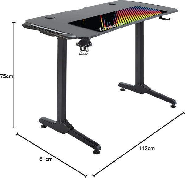 X ROCKER Panther RGB Gaming Desk with Neo Motion Multicolour LED Lighting Technology and Free Mouse Pad Included, Sturdy Home Office Computer Table