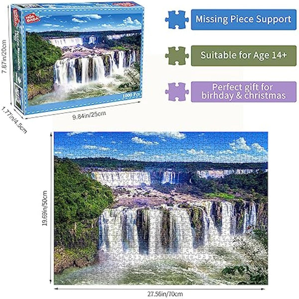 HUADADA Jigsaw Puzzles for Adults 1000 Piece Jigsaw Puzzles for Adult,JigsawPuzzle 1000 Pieces for Adults Challenging Puzzle Games（Iguazu Waterfalls）