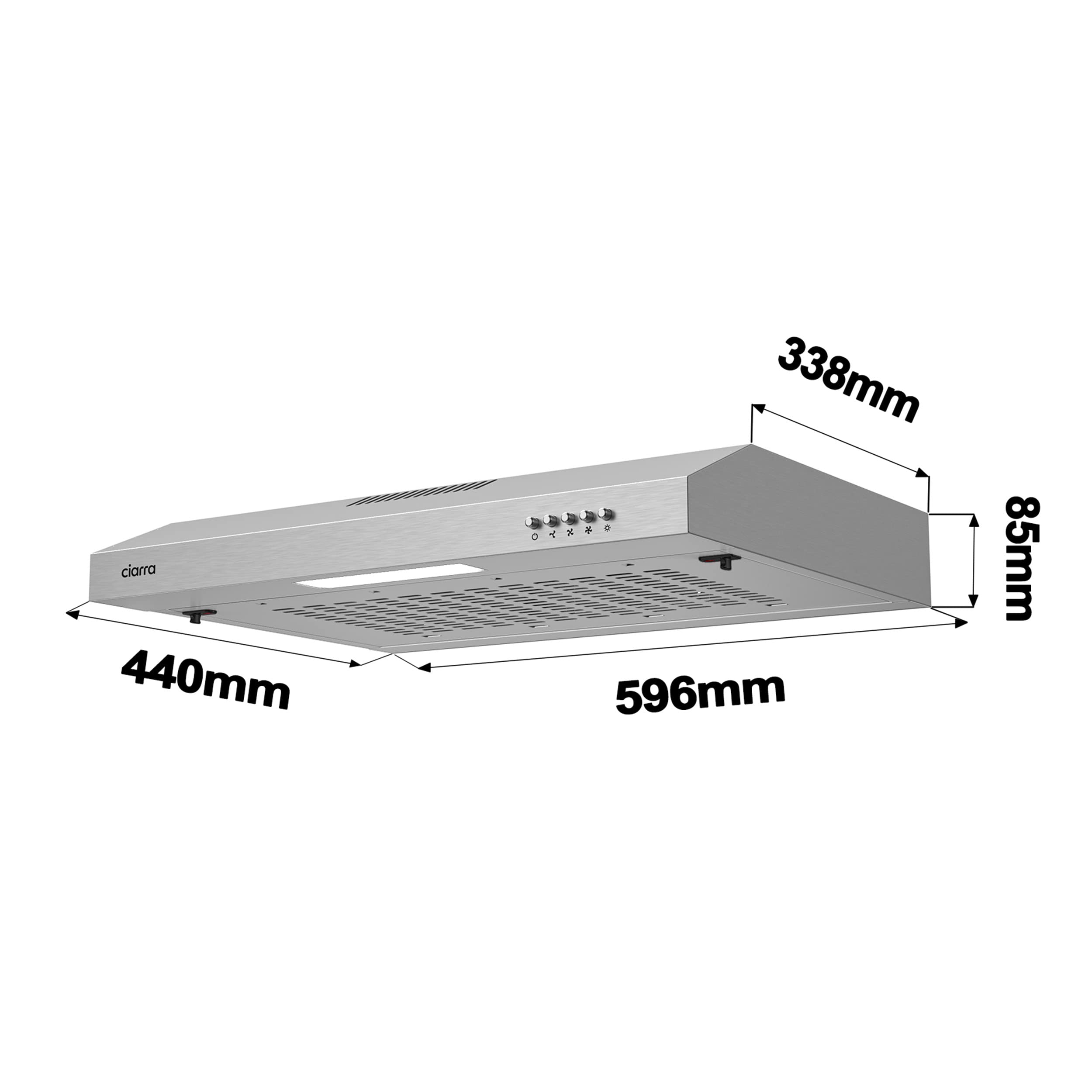 CIARRA 60cm Visor Cooker Hood Undercabinet Hoods Stainless Steel Wall Mounted Kitchen Extractor Fan Model CBCS6903