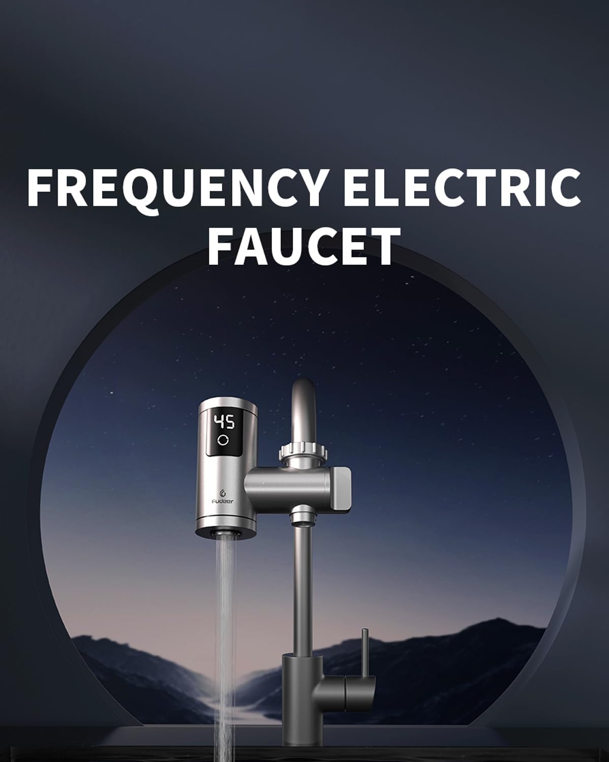 Electric Hot Water Tap for Bathroom, Instant Hot Water Heated Tap for Kitchen, Stainless Steel Water Heater Tap Supply Hot and Cold Water Faucet with Digital Display (Mechanical Spout)