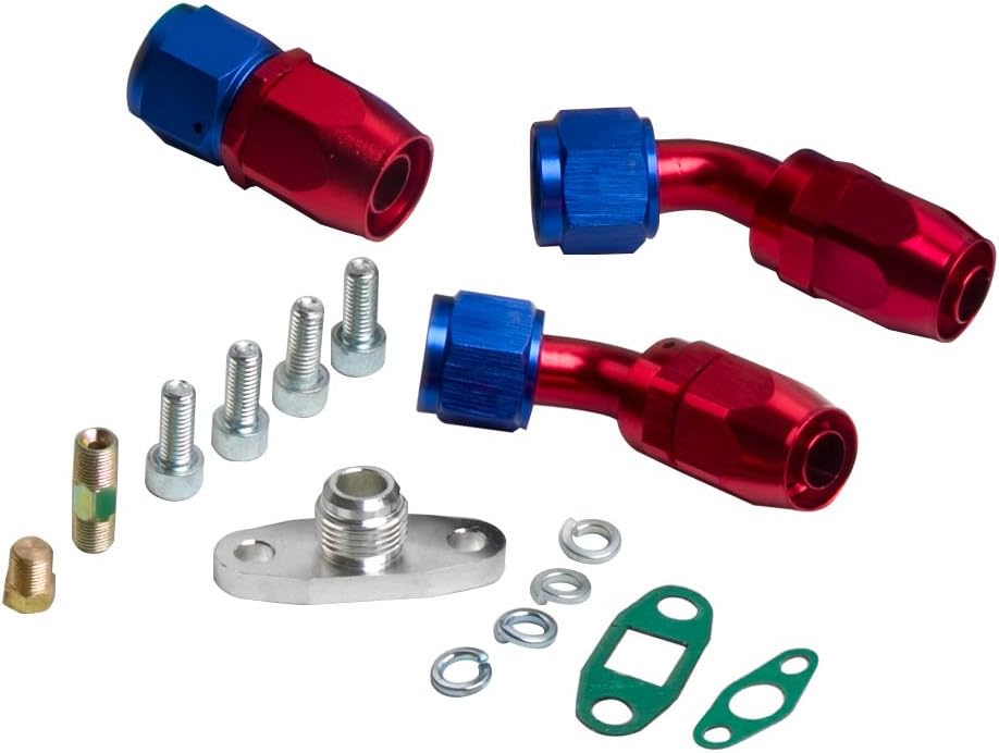 maXpeedingrods GT30 GT3037 GT3076 Anti Surge Universal Turbocharger A/R 0.6 + Oil Drain Return Oil Feed Line Hose Kits
