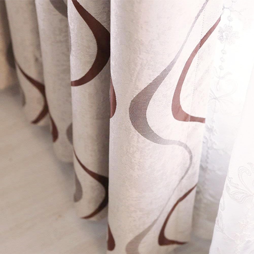 2 Panels Set Modern Striped Curtains for Living Room (Coffee, 2 x 66x84 Inch)