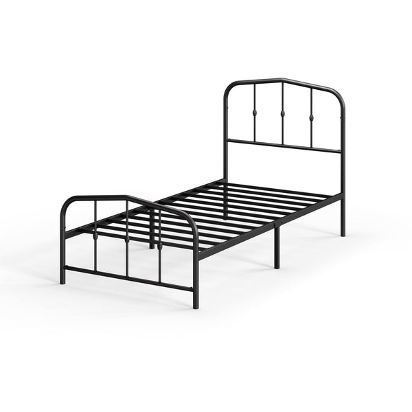 Zinus Heidi Super King Bed frame - Bed 180x200 cm - 30 cm Height - Metal Platform Bed frame with Headboard and Footboard - Black