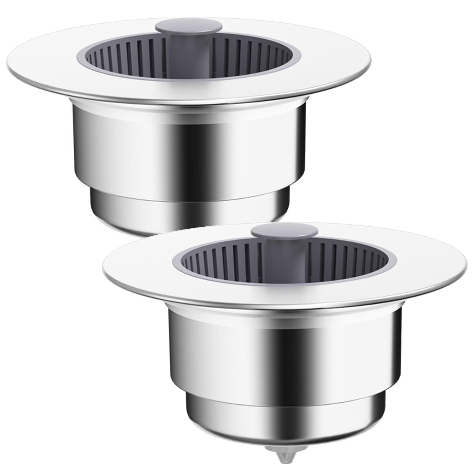 2 Pack Upgraded 3 in 1 Kitchen Sink Strainer & Plug, ABS or Stainless Steel Anti-Clogging Drain Filter, Universal Strainer Stopper with Basket to