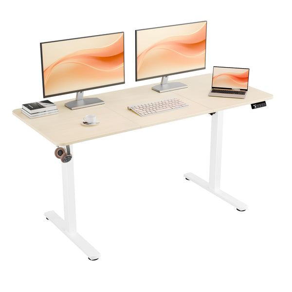 ERGOMAKER Electric Height Adjustable Standing Desk 80x60cm (31.5"x23.6"), Sit Stand Desk with Splicing Top for Home Office (Black Frame + Black Desktop)