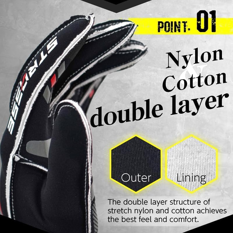 ＳＴＲＡＳＳＥ STRASSE Racing Gloves Outstitch Outseam Gaming Gloves Hankon Race Sim Gran Turismo (Black, XXL)