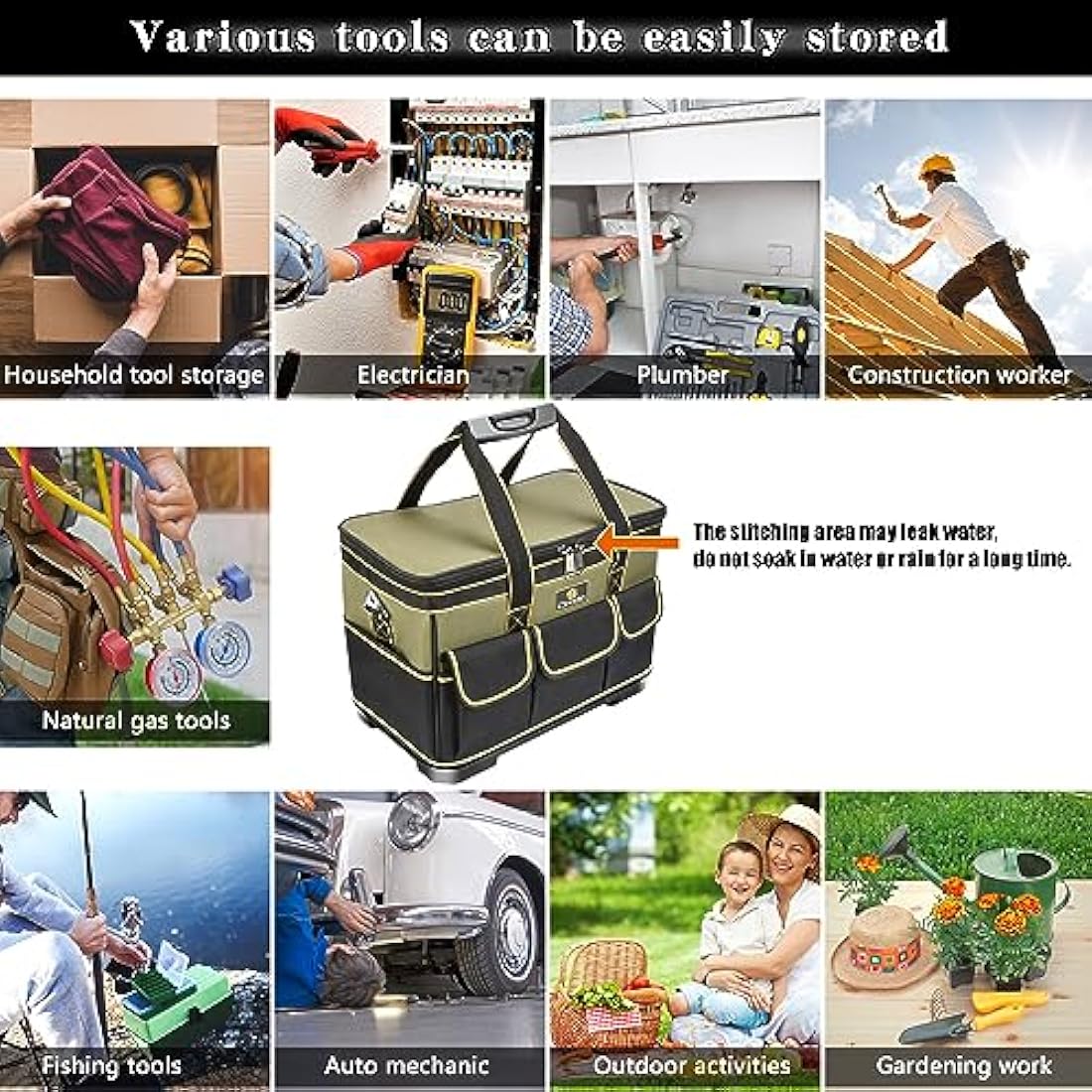 Drado Tool Bag Muti-Purpose Tool Bag Organiser with Adjustable Shoulder Strap (40 x 23x 28cm)