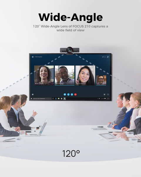 WYRESTORM 4K Conference Webcam with AI Tracking, Auto Framing, 120° Wide Angle, 90fps, 8X Digital Zoom, ePTZ, Dual Mics, Conference Room Webcam for Video Call, Remote Education, HD Live Streaming