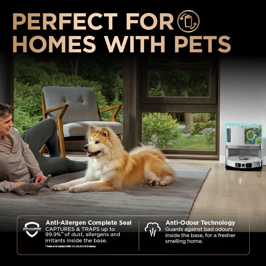 Shark PowerDetect 2-in-1 Robot Vacuum & Mop, NeverTouch Pro 60-Day Self Empty, Self-Refill and Self-Clean Robot Vacuum with 3D & LiDAR Navigation, NeverStuck Obstacle Bypass, WiFi/App White