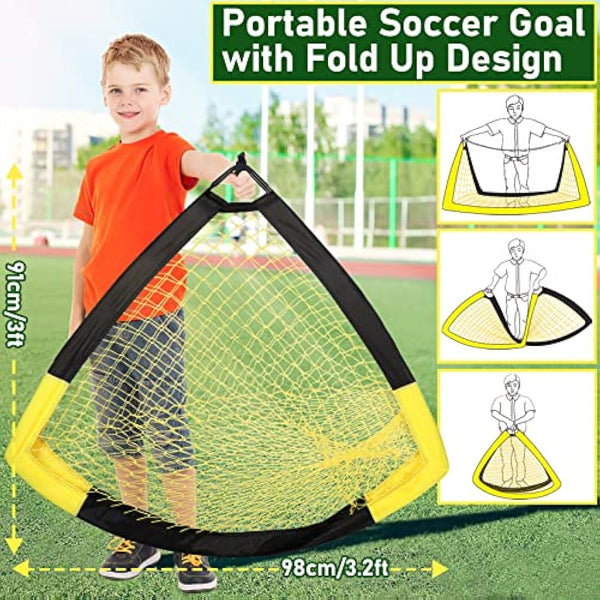 Happy Jump Pop Up Football Goals – Portable Soccer Nets Foldable Garden Football Posts for Outdoor Training (3x2 to 7x5 FT)