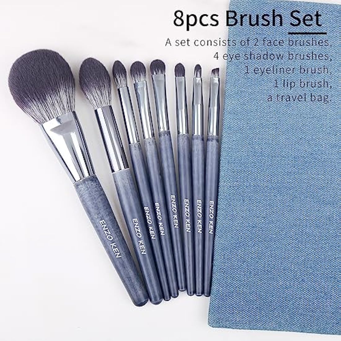 ENZO KEN Natural Purple Badger Hair Makeup Brushes Set Professional, Walnut Makeup Brush Set with Case, Cosmetic Brushes Makeup Set, Natural Bristle Makeup Brush - ShuiMo