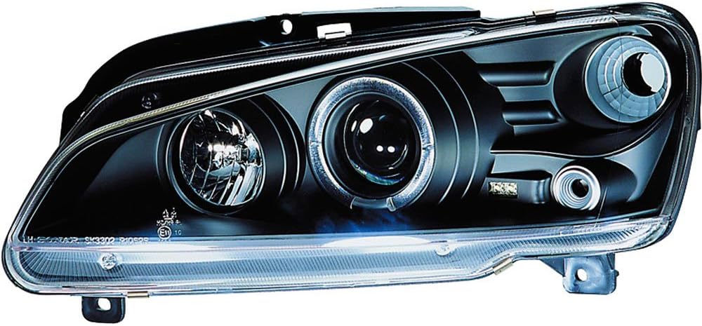 Set Headlights (LHD) compatible with Peugeot 106 1996- - Black - incl. Halos & Indicators
